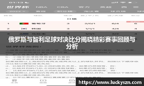 俄罗斯与智利足球对决比分揭晓精彩赛事回顾与分析